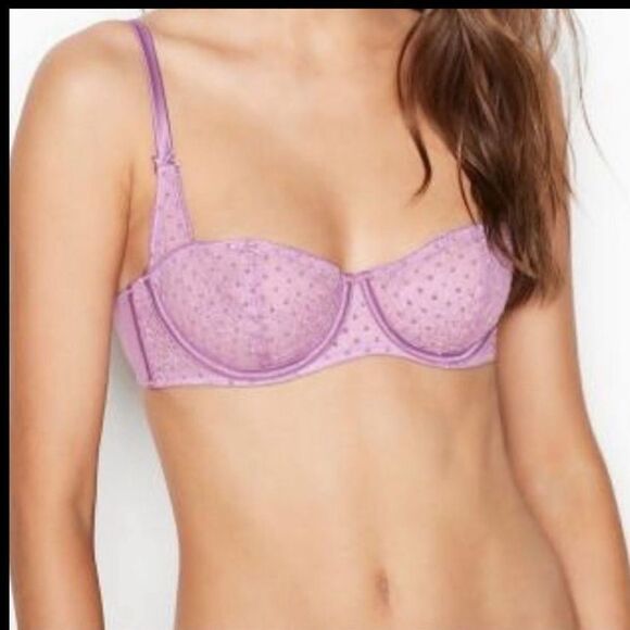 Victoria’s Secret Dream Angels Set dot Mesh Unlined Balconett Bra & Thong - Picture 9 of 10